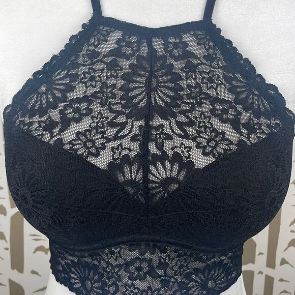 Victoria’s Secret PINK Wildflower Lace High Neck Bralette S - Black - Picture 5 of 15
